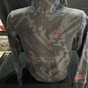 Gray Patterned Hoodie with jordan logo-size L-#489